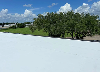 PVC flat roofing installation by Redline Roofing