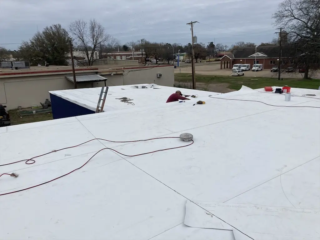 Commercial roof installation by Redline Roofing in East Texas