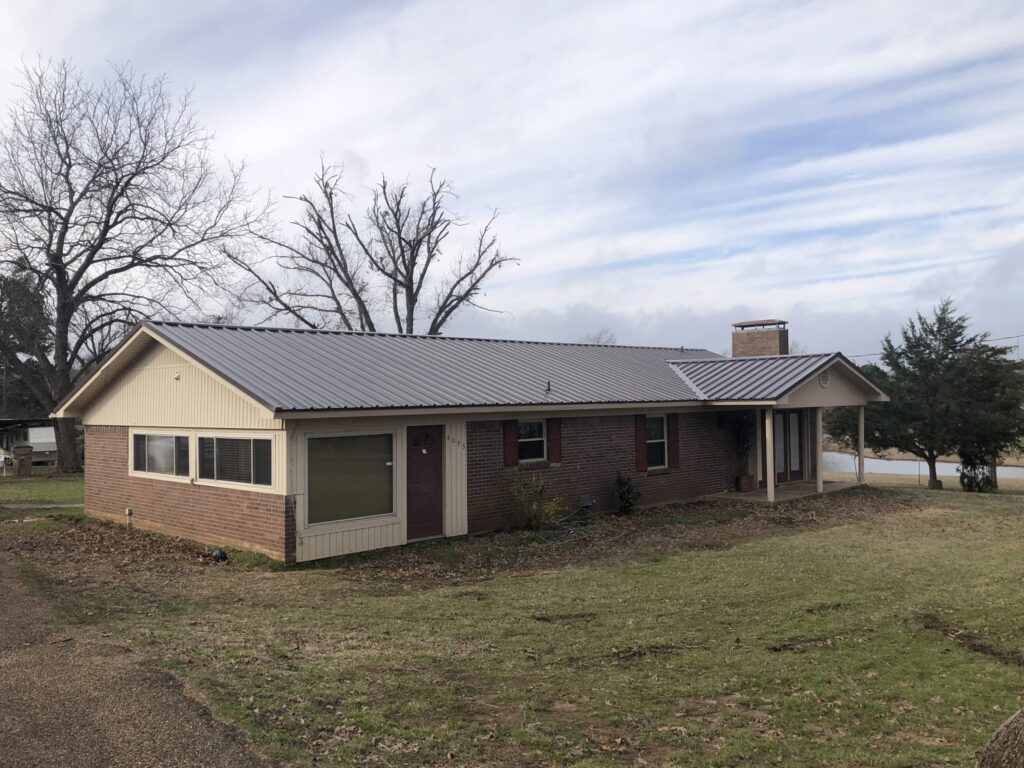 Tyler TX Residential Metal Roofing Contractor Near Me - Home With New Metal Roof Installation in Tyler, TX - Burnished Slate Metal Roof